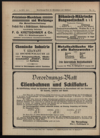 Verordnungs-Blatt für Eisenbahnen und Schiffahrt: Veröffentlichungen in Tarif- und Transport-Angelegenheiten 19181214 Seite: 6