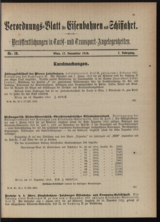 Verordnungs-Blatt für Eisenbahnen und Schiffahrt: Veröffentlichungen in Tarif- und Transport-Angelegenheiten 19181217 Seite: 11