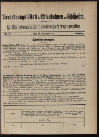 Verordnungs-Blatt für Eisenbahnen und Schiffahrt: Veröffentlichungen in Tarif- und Transport-Angelegenheiten 19181219 Seite: 3