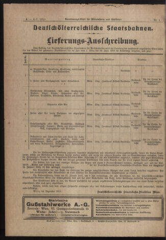 Verordnungs-Blatt für Eisenbahnen und Schiffahrt: Veröffentlichungen in Tarif- und Transport-Angelegenheiten 19190104 Seite: 6