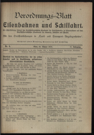 Verordnungs-Blatt für Eisenbahnen und Schiffahrt: Veröffentlichungen in Tarif- und Transport-Angelegenheiten 19190114 Seite: 1