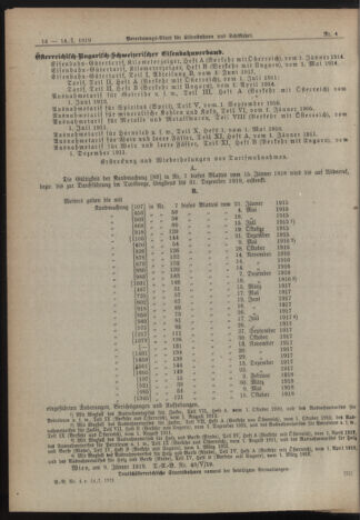 Verordnungs-Blatt für Eisenbahnen und Schiffahrt: Veröffentlichungen in Tarif- und Transport-Angelegenheiten 19190114 Seite: 4