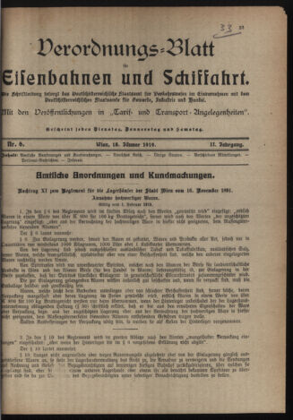 Verordnungs-Blatt für Eisenbahnen und Schiffahrt: Veröffentlichungen in Tarif- und Transport-Angelegenheiten 19190118 Seite: 1