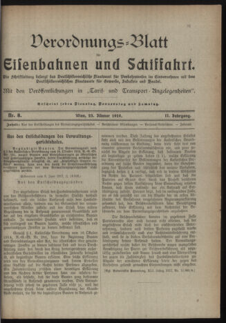 Verordnungs-Blatt für Eisenbahnen und Schiffahrt: Veröffentlichungen in Tarif- und Transport-Angelegenheiten 19190123 Seite: 1