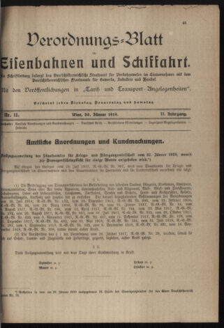 Verordnungs-Blatt für Eisenbahnen und Schiffahrt: Veröffentlichungen in Tarif- und Transport-Angelegenheiten 19190130 Seite: 1