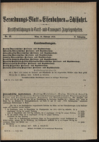 Verordnungs-Blatt für Eisenbahnen und Schiffahrt: Veröffentlichungen in Tarif- und Transport-Angelegenheiten 19190213 Seite: 3