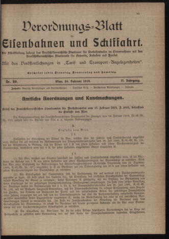 Verordnungs-Blatt für Eisenbahnen und Schiffahrt: Veröffentlichungen in Tarif- und Transport-Angelegenheiten 19190220 Seite: 1