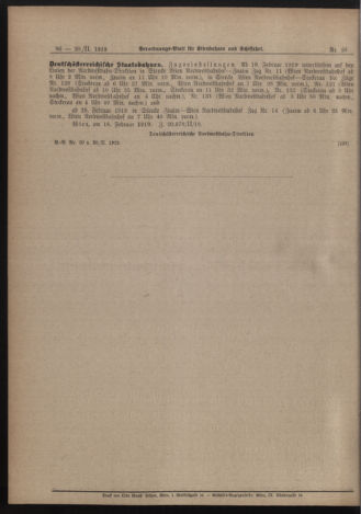 Verordnungs-Blatt für Eisenbahnen und Schiffahrt: Veröffentlichungen in Tarif- und Transport-Angelegenheiten 19190220 Seite: 4