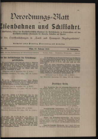 Verordnungs-Blatt für Eisenbahnen und Schiffahrt: Veröffentlichungen in Tarif- und Transport-Angelegenheiten 19190227 Seite: 1