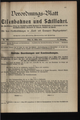 Verordnungs-Blatt für Eisenbahnen und Schiffahrt: Veröffentlichungen in Tarif- und Transport-Angelegenheiten 19190313 Seite: 1