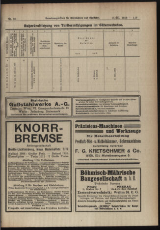 Verordnungs-Blatt für Eisenbahnen und Schiffahrt: Veröffentlichungen in Tarif- und Transport-Angelegenheiten 19190315 Seite: 5