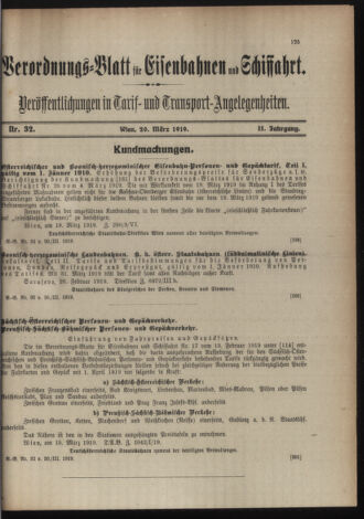 Verordnungs-Blatt für Eisenbahnen und Schiffahrt: Veröffentlichungen in Tarif- und Transport-Angelegenheiten 19190320 Seite: 1