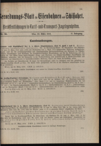 Verordnungs-Blatt für Eisenbahnen und Schiffahrt: Veröffentlichungen in Tarif- und Transport-Angelegenheiten 19190329 Seite: 11