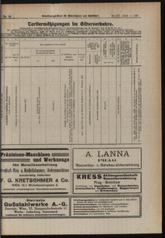 Verordnungs-Blatt für Eisenbahnen und Schiffahrt: Veröffentlichungen in Tarif- und Transport-Angelegenheiten 19190329 Seite: 13