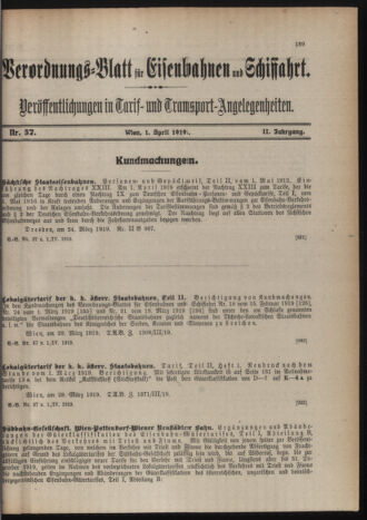 Verordnungs-Blatt für Eisenbahnen und Schiffahrt: Veröffentlichungen in Tarif- und Transport-Angelegenheiten 19190401 Seite: 7