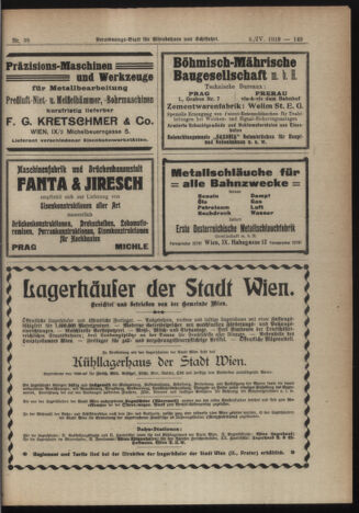 Verordnungs-Blatt für Eisenbahnen und Schiffahrt: Veröffentlichungen in Tarif- und Transport-Angelegenheiten 19190405 Seite: 5