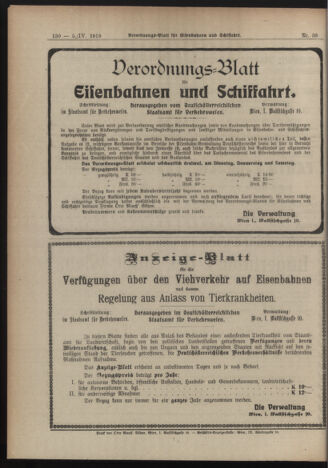 Verordnungs-Blatt für Eisenbahnen und Schiffahrt: Veröffentlichungen in Tarif- und Transport-Angelegenheiten 19190405 Seite: 6