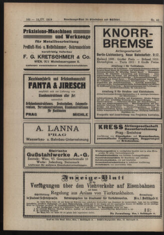 Verordnungs-Blatt für Eisenbahnen und Schiffahrt: Veröffentlichungen in Tarif- und Transport-Angelegenheiten 19190412 Seite: 6