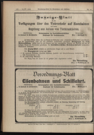 Verordnungs-Blatt für Eisenbahnen und Schiffahrt: Veröffentlichungen in Tarif- und Transport-Angelegenheiten 19190419 Seite: 12