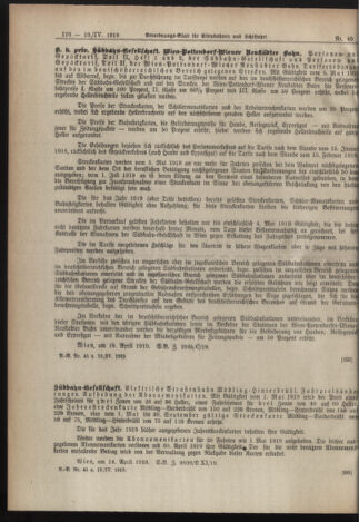 Verordnungs-Blatt für Eisenbahnen und Schiffahrt: Veröffentlichungen in Tarif- und Transport-Angelegenheiten 19190419 Seite: 6