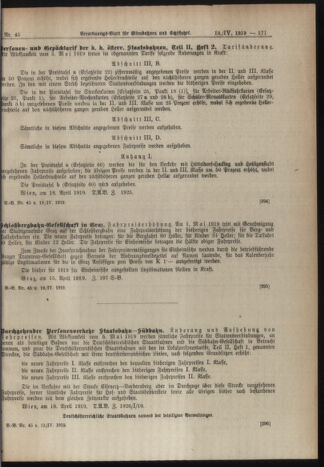 Verordnungs-Blatt für Eisenbahnen und Schiffahrt: Veröffentlichungen in Tarif- und Transport-Angelegenheiten 19190419 Seite: 7