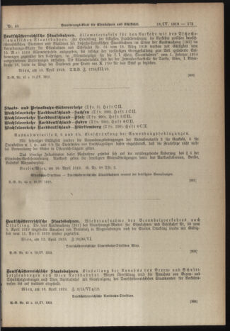 Verordnungs-Blatt für Eisenbahnen und Schiffahrt: Veröffentlichungen in Tarif- und Transport-Angelegenheiten 19190419 Seite: 9