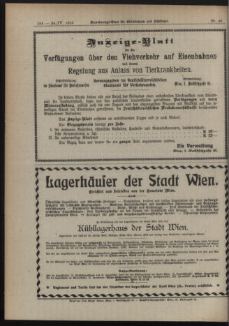 Verordnungs-Blatt für Eisenbahnen und Schiffahrt: Veröffentlichungen in Tarif- und Transport-Angelegenheiten 19190424 Seite: 10