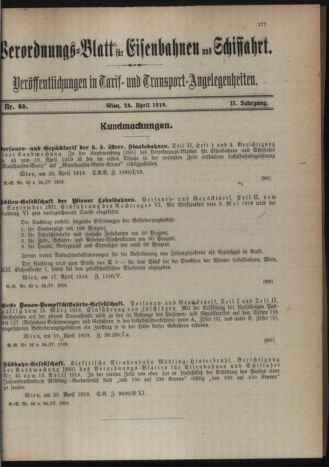 Verordnungs-Blatt für Eisenbahnen und Schiffahrt: Veröffentlichungen in Tarif- und Transport-Angelegenheiten 19190424 Seite: 3