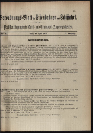 Verordnungs-Blatt für Eisenbahnen und Schiffahrt: Veröffentlichungen in Tarif- und Transport-Angelegenheiten 19190426 Seite: 3