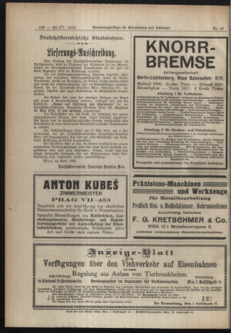 Verordnungs-Blatt für Eisenbahnen und Schiffahrt: Veröffentlichungen in Tarif- und Transport-Angelegenheiten 19190426 Seite: 6