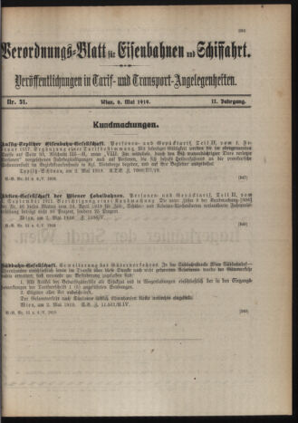 Verordnungs-Blatt für Eisenbahnen und Schiffahrt: Veröffentlichungen in Tarif- und Transport-Angelegenheiten 19190506 Seite: 11