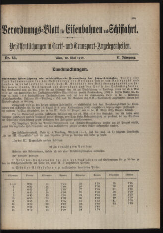 Verordnungs-Blatt für Eisenbahnen und Schiffahrt: Veröffentlichungen in Tarif- und Transport-Angelegenheiten 19190510 Seite: 3