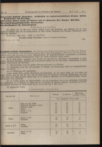 Verordnungs-Blatt für Eisenbahnen und Schiffahrt: Veröffentlichungen in Tarif- und Transport-Angelegenheiten 19190510 Seite: 9