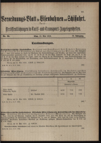 Verordnungs-Blatt für Eisenbahnen und Schiffahrt: Veröffentlichungen in Tarif- und Transport-Angelegenheiten 19190517 Seite: 3