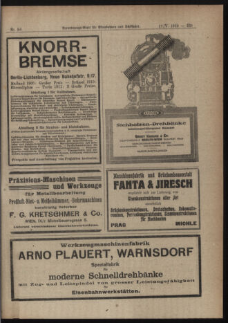 Verordnungs-Blatt für Eisenbahnen und Schiffahrt: Veröffentlichungen in Tarif- und Transport-Angelegenheiten 19190517 Seite: 5