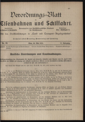 Verordnungs-Blatt für Eisenbahnen und Schiffahrt: Veröffentlichungen in Tarif- und Transport-Angelegenheiten 19190520 Seite: 1