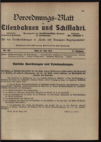 Verordnungs-Blatt für Eisenbahnen und Schiffahrt: Veröffentlichungen in Tarif- und Transport-Angelegenheiten