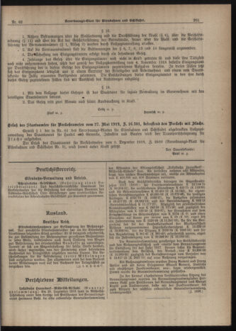 Verordnungs-Blatt für Eisenbahnen und Schiffahrt: Veröffentlichungen in Tarif- und Transport-Angelegenheiten 19190531 Seite: 9