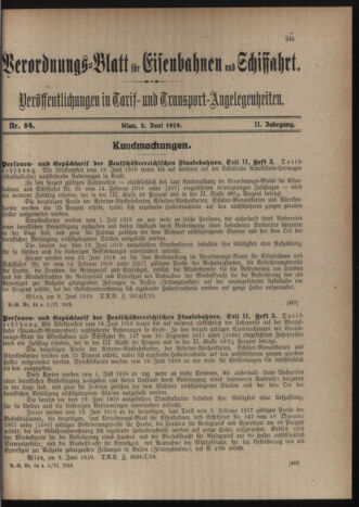 Verordnungs-Blatt für Eisenbahnen und Schiffahrt: Veröffentlichungen in Tarif- und Transport-Angelegenheiten 19190605 Seite: 3