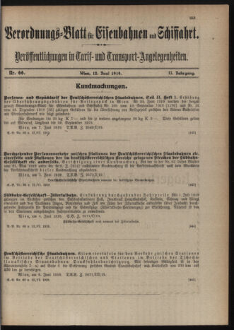 Verordnungs-Blatt für Eisenbahnen und Schiffahrt: Veröffentlichungen in Tarif- und Transport-Angelegenheiten 19190612 Seite: 3