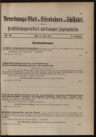 Verordnungs-Blatt für Eisenbahnen und Schiffahrt: Veröffentlichungen in Tarif- und Transport-Angelegenheiten 19190617 Seite: 5