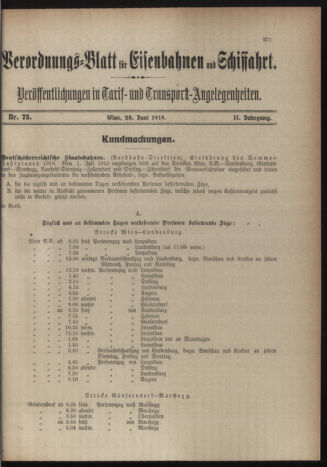 Verordnungs-Blatt für Eisenbahnen und Schiffahrt: Veröffentlichungen in Tarif- und Transport-Angelegenheiten 19190628 Seite: 11