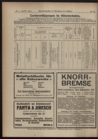 Verordnungs-Blatt für Eisenbahnen und Schiffahrt: Veröffentlichungen in Tarif- und Transport-Angelegenheiten 19190628 Seite: 14