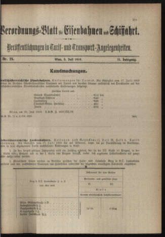 Verordnungs-Blatt für Eisenbahnen und Schiffahrt: Veröffentlichungen in Tarif- und Transport-Angelegenheiten 19190703 Seite: 3