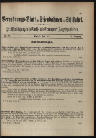 Verordnungs-Blatt für Eisenbahnen und Schiffahrt: Veröffentlichungen in Tarif- und Transport-Angelegenheiten 19190705 Seite: 3