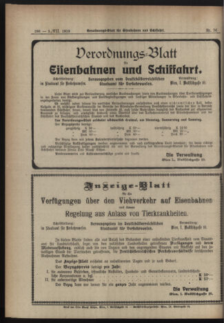 Verordnungs-Blatt für Eisenbahnen und Schiffahrt: Veröffentlichungen in Tarif- und Transport-Angelegenheiten 19190705 Seite: 4