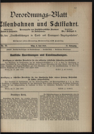 Verordnungs-Blatt für Eisenbahnen und Schiffahrt: Veröffentlichungen in Tarif- und Transport-Angelegenheiten