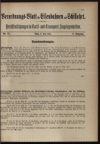 Verordnungs-Blatt für Eisenbahnen und Schiffahrt: Veröffentlichungen in Tarif- und Transport-Angelegenheiten 19190708 Seite: 3