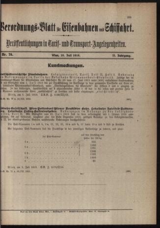 Verordnungs-Blatt für Eisenbahnen und Schiffahrt: Veröffentlichungen in Tarif- und Transport-Angelegenheiten 19190710 Seite: 3