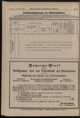 Verordnungs-Blatt für Eisenbahnen und Schiffahrt: Veröffentlichungen in Tarif- und Transport-Angelegenheiten 19190715 Seite: 10